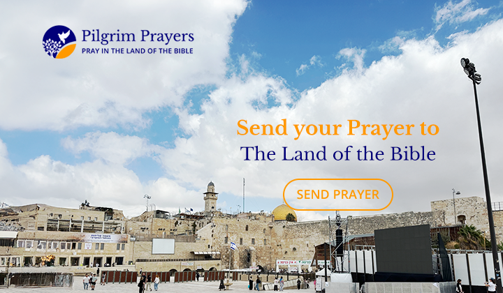 View of Jerusalem with a soft overlay of praying hands and Scripture.