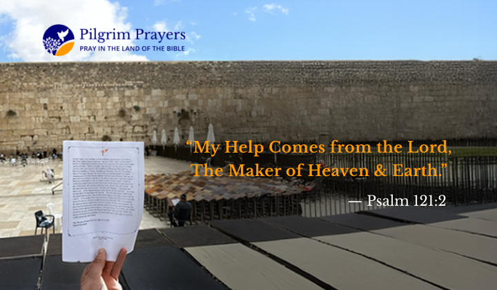Hand holding a prayer at the Western Wall in Jerusalem, seeking God’s help