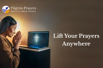 Believers submitting online prayer requests, connecting globally in faith and prayer.