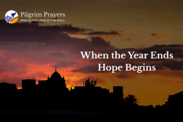 Sunset over Jerusalem symbolizing prayers of reflection and renewal at the end of the year.