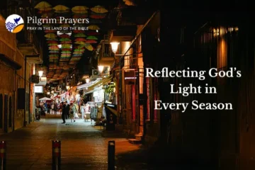 Vibrant umbrellas over a Jerusalem street symbolizing faith, hope, and spiritual renewal through prayer