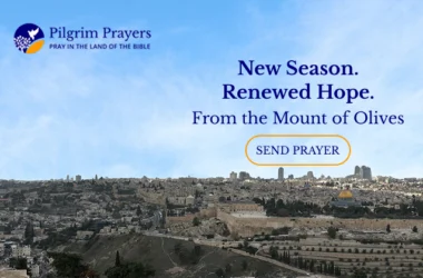Panoramic view of the Old City of Jerusalem from the Mount of Olives, showing a large cemetery in the foreground and the Dome of the Rock.