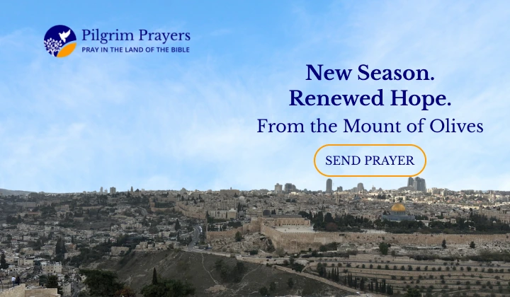 Panoramic view of the Old City of Jerusalem from the Mount of Olives, showing a large cemetery in the foreground and the Dome of the Rock.