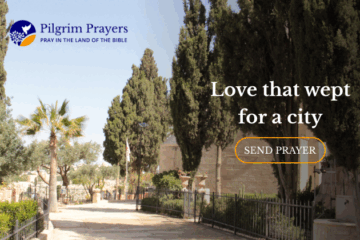 The tear-shaped rooftop of the Dominus Flevit