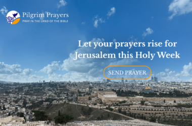 Believers praying for peace in Jerusalem during Holy Week near the Western Wall, symbolizing faith, hope, and intercession