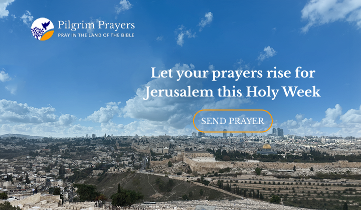Believers praying for peace in Jerusalem during Holy Week near the Western Wall, symbolizing faith, hope, and intercession
