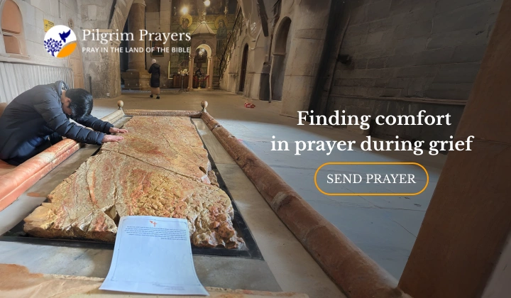 person praying quietly during grief, seeking comfort through prayers for grief and loss