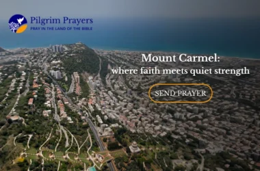 Aerial view of Mount Carmel and Haifa coastline representing a reflection from Mount Carmel and the theme of hidden faith