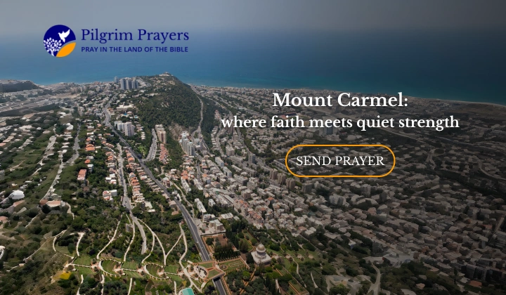 Aerial view of Mount Carmel and Haifa coastline representing a reflection from Mount Carmel and the theme of hidden faith