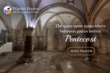 Interior of the Cenacle in Jerusalem, traditionally believed to be the Upper Room where the disciples prayed before Pentecost