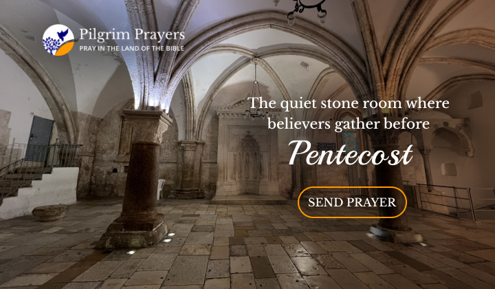 Interior of the Cenacle in Jerusalem, traditionally believed to be the Upper Room where the disciples prayed before Pentecost
