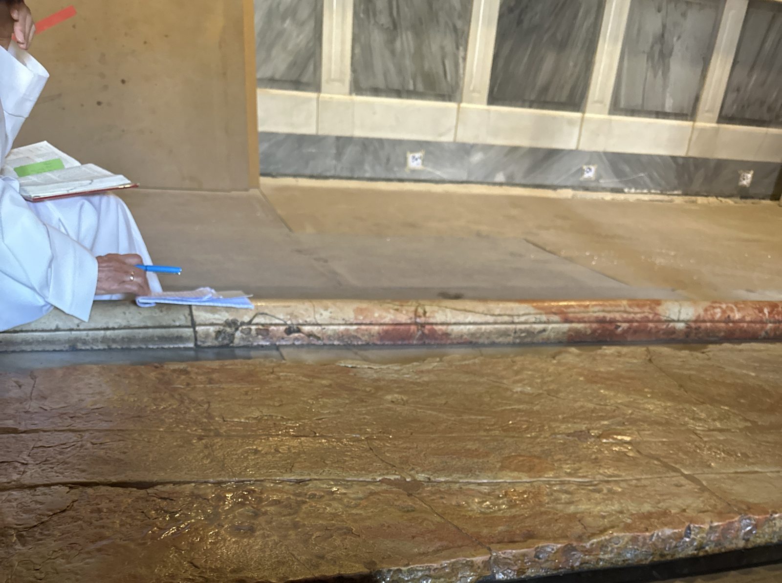 The Stone of Unction inside the Church of the Holy Sepulchre