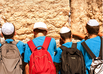 A printed prayer being placed into the stones of the Western Wall